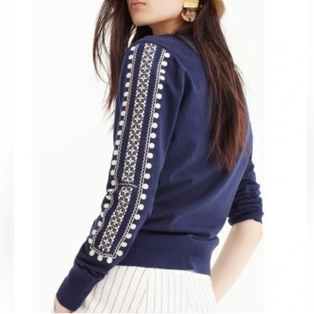 J Crew navy and white cardigan